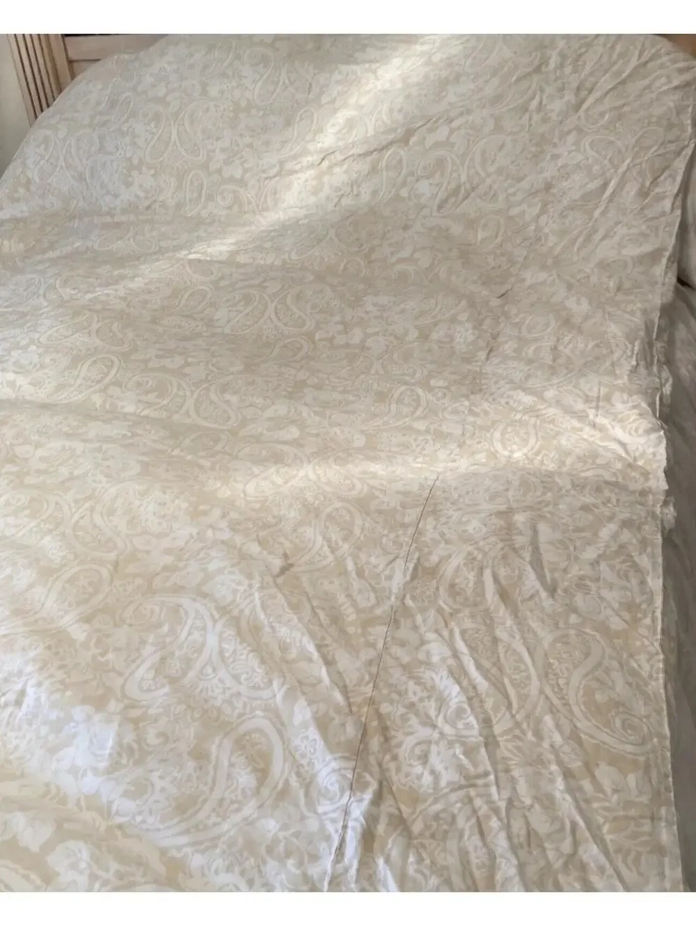 Twin Comforter Duvet Cover 100% Cotton Paisley Beige Cream CottageCore VTG *READ